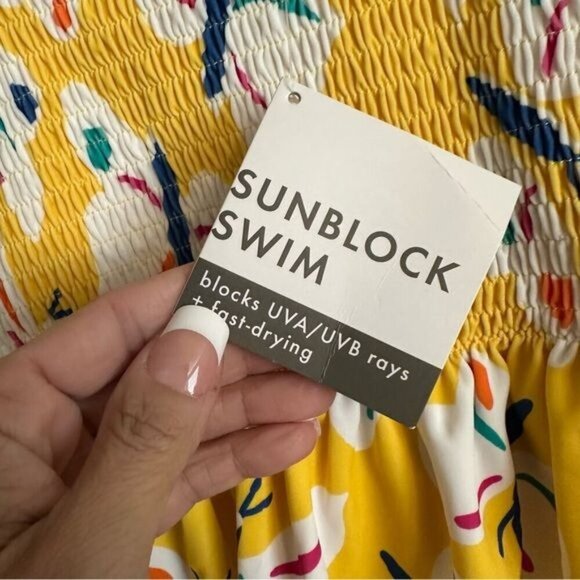 Hanna Andersson Sunblock Swim Yellow Smocked Top Girls Size 10 - Picture 4 of 7